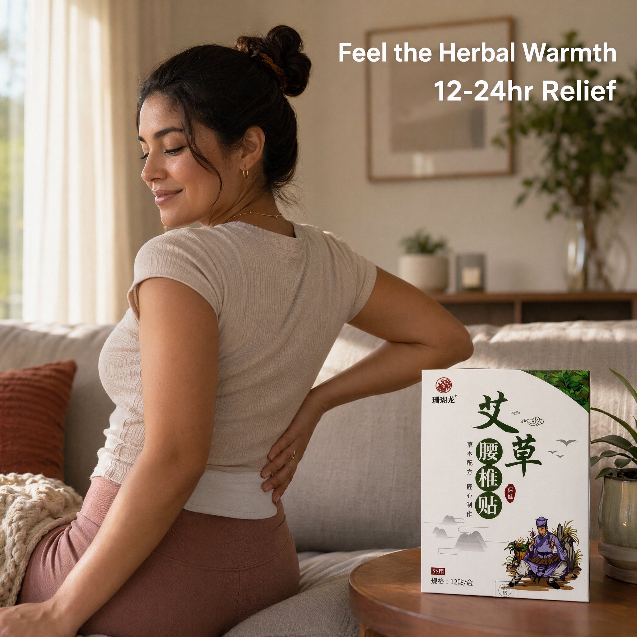 Coral Dragon Mugwort Lumbar Patches - 12 Count Herbal Lower Back Relief Patches, Natural Wormwood Formula for Back Pain, Muscle Stiffness & Lumbar Discomfort, Traditional Chinese Medicine Patches