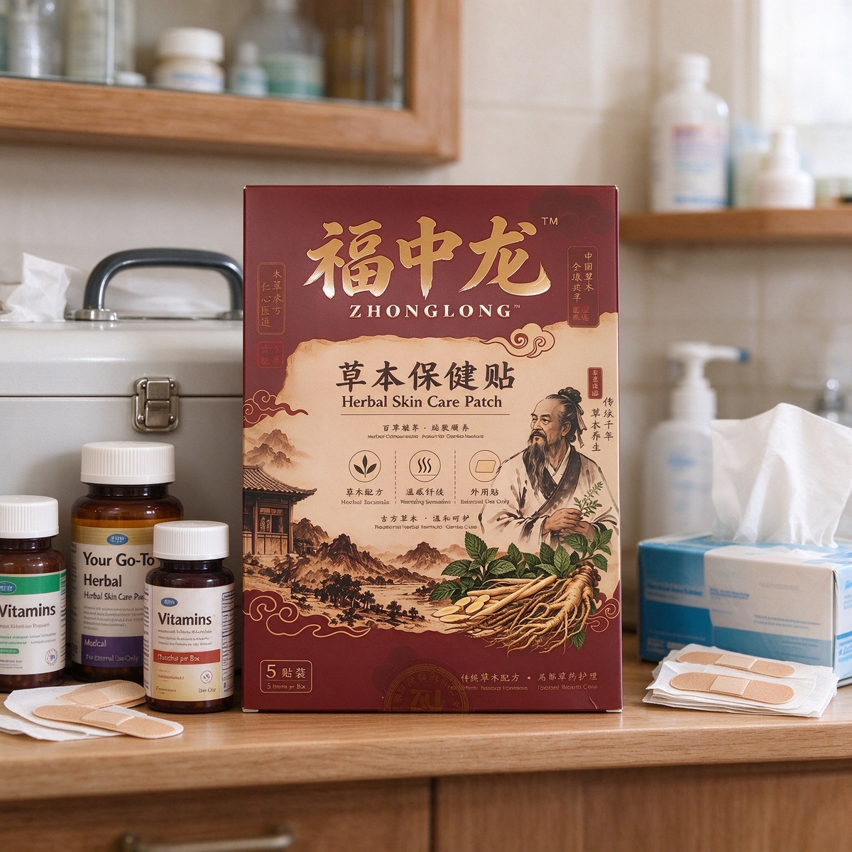 ZHONGLONG Herbal Warm Comfort Patches | Traditional Botanical Warming Patches for Neck, Shoulder & Joint Wellness | 5 Patches